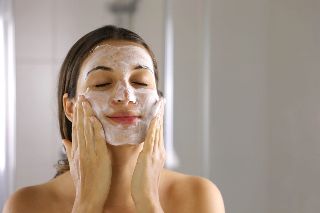 Beauty salon in Maidenhead - Skincare Woman Washing Face Foaming Facewash Soap Scrub On Skin